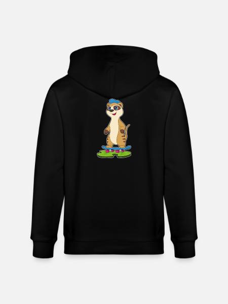 Meerkat Skater Skateboard - Stanley/Stella CULTIVATOR Unisex Organic Hooded Jacket - black