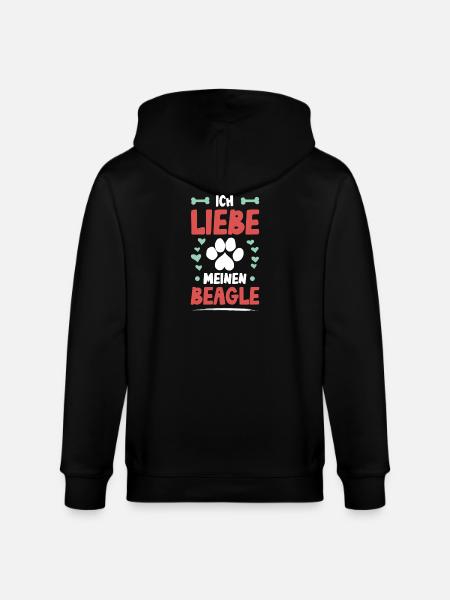 I love my beagle paw heart - Stanley/Stella CULTIVATOR Unisex Organic Hooded Jacket - black