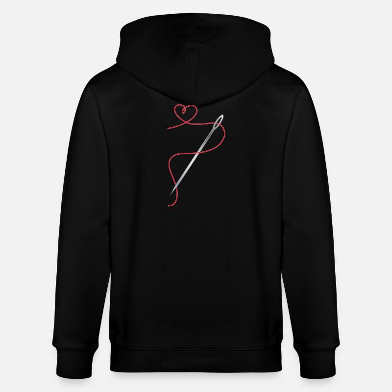Nadel und Nähgarn mit Herz - Stanley/Stella Unisex Bio-Kapuzenjacke CULTIVATOR  - Schwarz