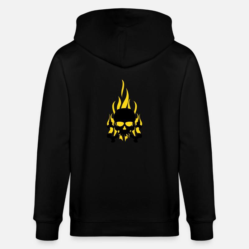 skull_flames - Stanley/Stella Unisex Bio-Kapuzenjacke CULTIVATOR  - Schwarz