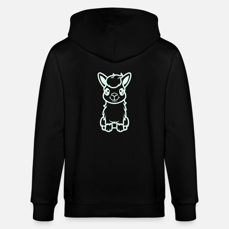 lama al paka comic - Stanley/Stella Unisex Bio-Kapuzenjacke CULTIVATOR - Schwarz