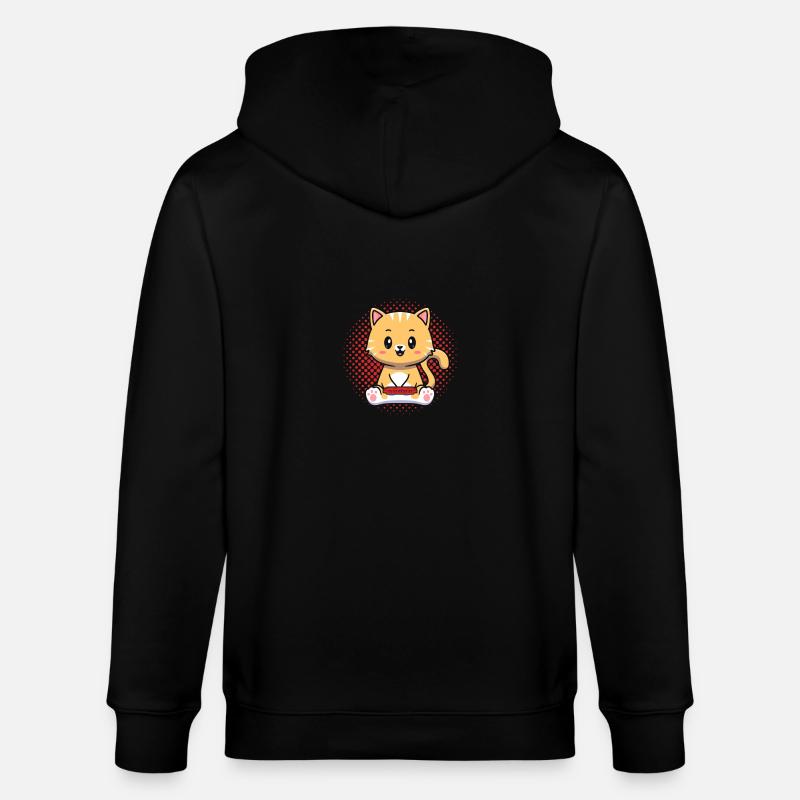 Harmonica Cat Cat Harmonica - Stanley/Stella CULTIVATOR  Unisex Organic Hooded Jacket - black