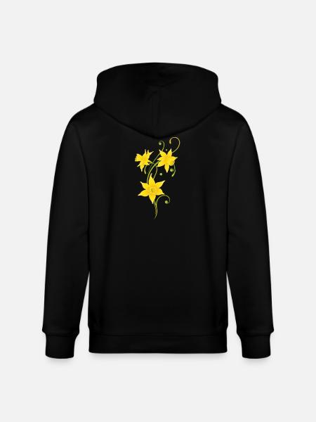 Filigree Daffodils Flowers. Spring, Easter. - Stanley/Stella CULTIVATOR  Unisex Organic Hooded Jacket - black