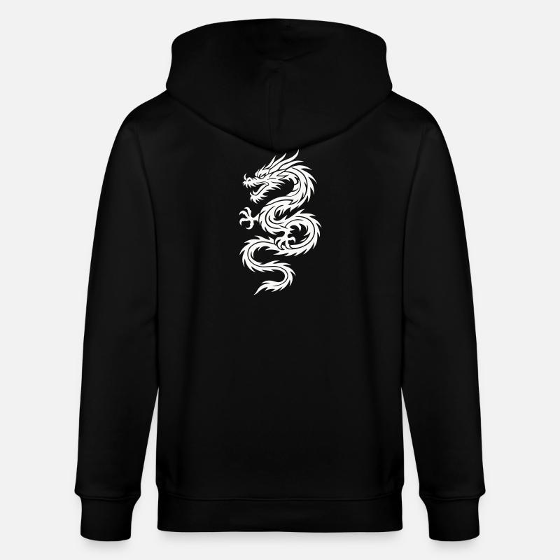 Tribal Drache Silhouette - Stanley/Stella Unisex Bio-Kapuzenjacke CULTIVATOR  - Schwarz