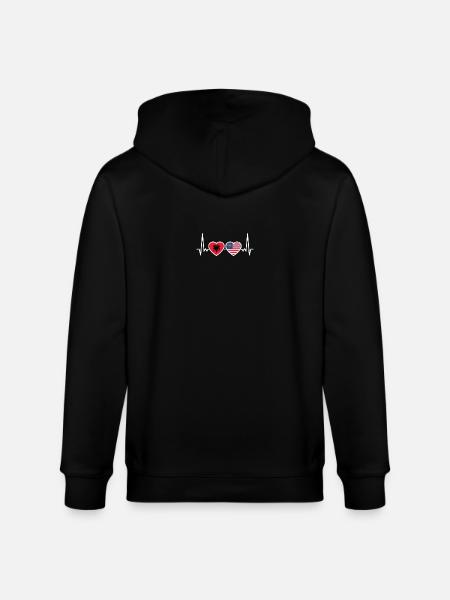 Albania USA Heartbeat Flag Albanian - Stanley/Stella CULTIVATOR Unisex Organic Hooded Jacket - black