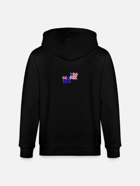 Australia USA Flag American Australian - Stanley/Stella CULTIVATOR  Unisex Organic Hooded Jacket - black