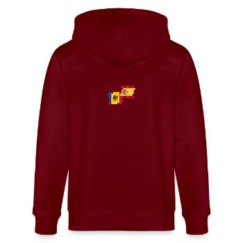 Moldau Spanien Flagge Spanisch Moldauer - Stanley/Stella Unisex Bio-Kapuzenjacke CULTIVATOR  - Burgunderrot - Hinten - Anna (173cm)
