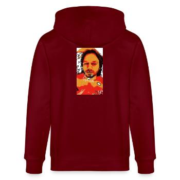 Selbstporträt, HA HA! - Stanley/Stella Unisex Bio-Kapuzenjacke CULTIVATOR  - Burgunderrot - Hinten - Anna (173cm)