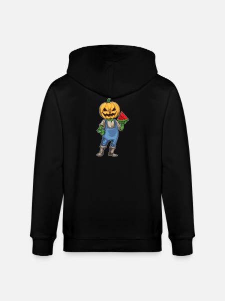 Jack O'Lantern Halloween Watermelon - Stanley/Stella CULTIVATOR  Unisex Organic Hooded Jacket - black