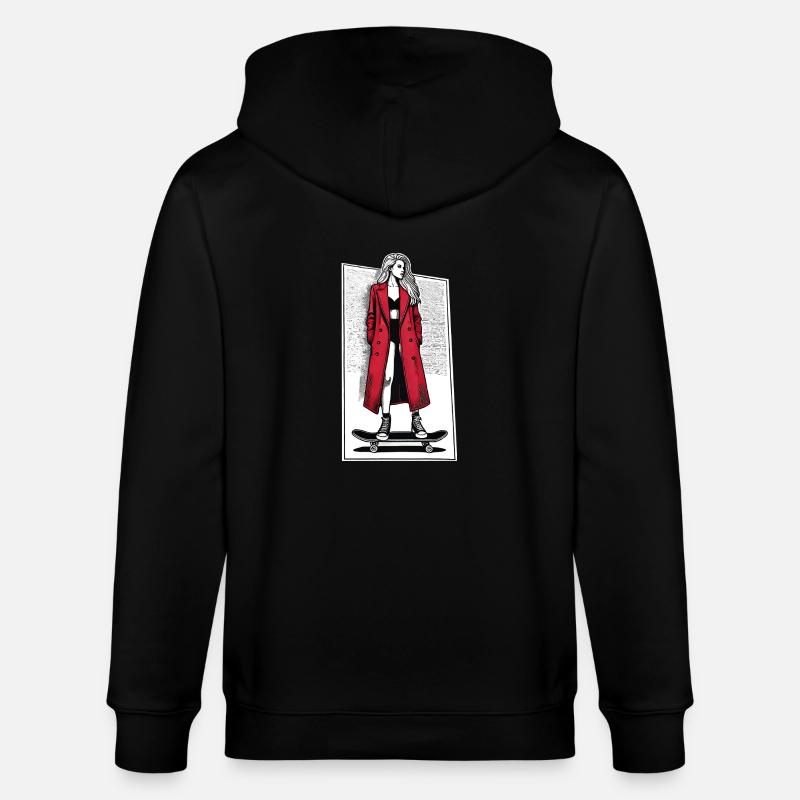 Fille sur skateboard - Veste à capuche bio CULTIVATOR Stanley/Stella Unisexe - noir