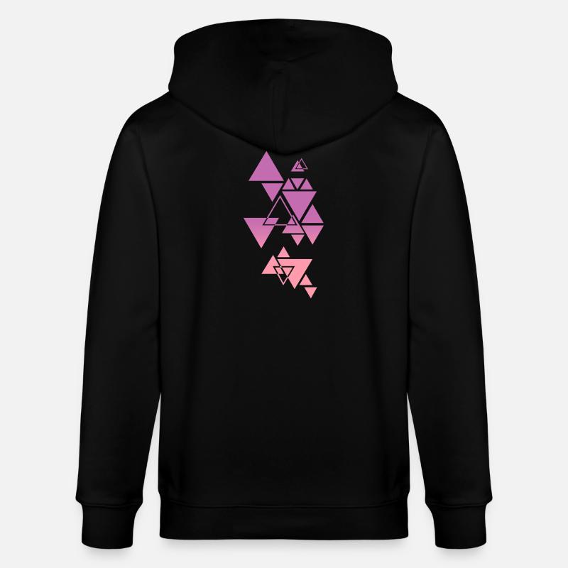 Gradient Triangle Pattern Pink - Stanley/Stella CULTIVATOR  Unisex Organic Hooded Jacket - black
