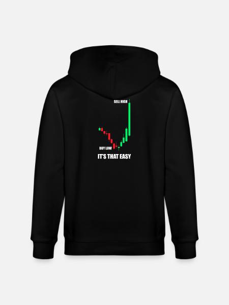 Kjøp lavt, selg høyt. Aksjemarked, børs, trader. - Stanley/Stella CULTIVATOR økologisk unisex hettejakke - svart