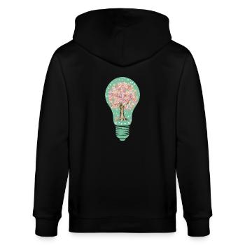 Baum in Glühbirne - Stanley/Stella Unisex Bio-Kapuzenjacke CULTIVATOR  - Schwarz - Hinten - Anna (173cm)