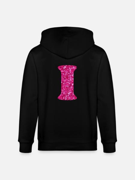 Buchstabe i rosa Glitzer - Stanley/Stella Unisex Bio-Kapuzenjacke CULTIVATOR - Schwarz