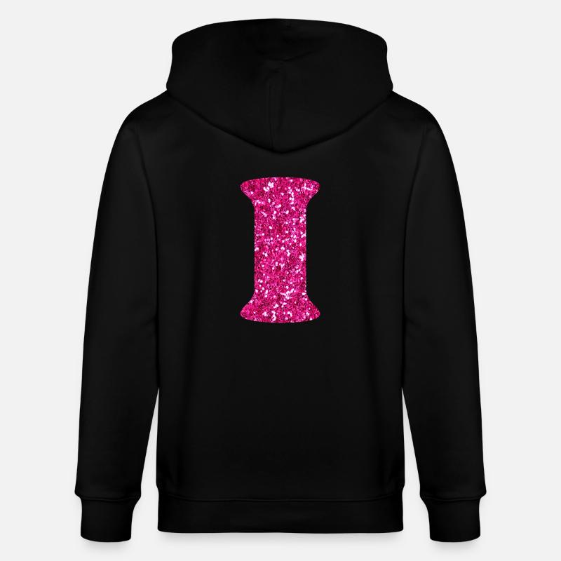 Buchstabe i rosa Glitzer - Stanley/Stella Unisex Bio-Kapuzenjacke CULTIVATOR  - Schwarz