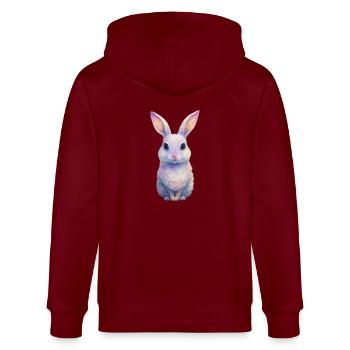 Niedliches KaninchenKaninchen - Stanley/Stella Unisex Bio-Kapuzenjacke CULTIVATOR  - Burgunderrot - Hinten - Anna (173cm)