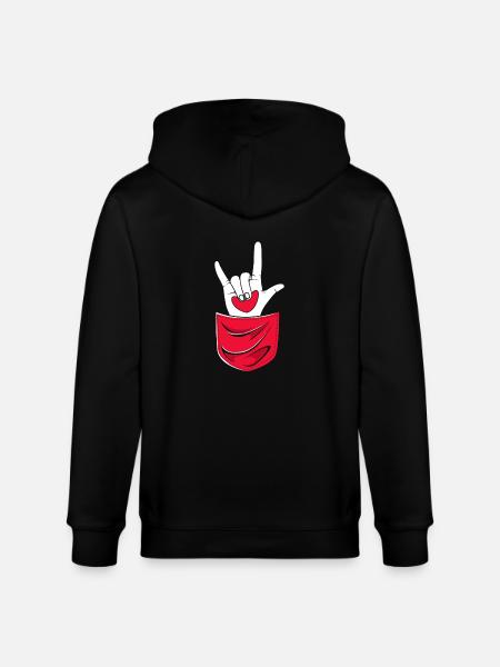 Sign language sign ASL deaf - Stanley/Stella CULTIVATOR  Unisex Organic Hooded Jacket - black
