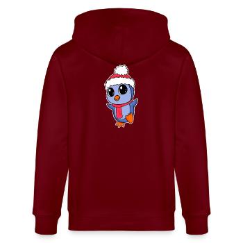 Pinguin Weihnachten - Stanley/Stella Unisex Bio-Kapuzenjacke CULTIVATOR  - Burgunderrot - Hinten - Anna (173cm)