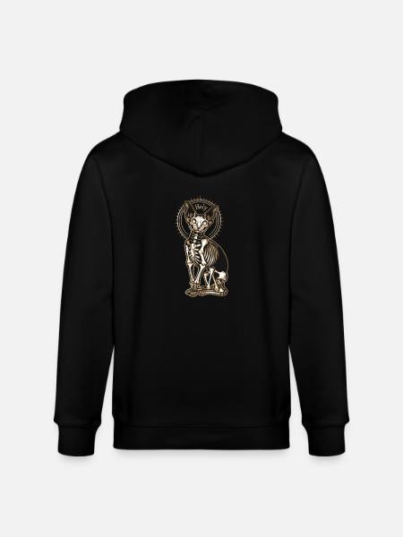 Cat Sphinx Skeleton Tattoo - Stanley/Stella CULTIVATOR  Unisex Organic Hooded Jacket - black