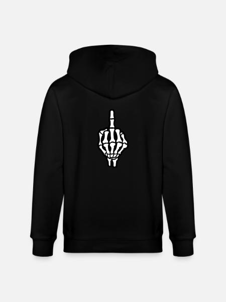 Skeleton Middle Finger Hand - Stanley/Stella CULTIVATOR Unisex Organic Hooded Jacket - black