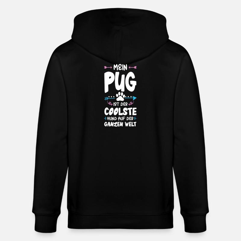 pug mops hund spruch - Stanley/Stella Unisex Bio-Kapuzenjacke CULTIVATOR  - Schwarz
