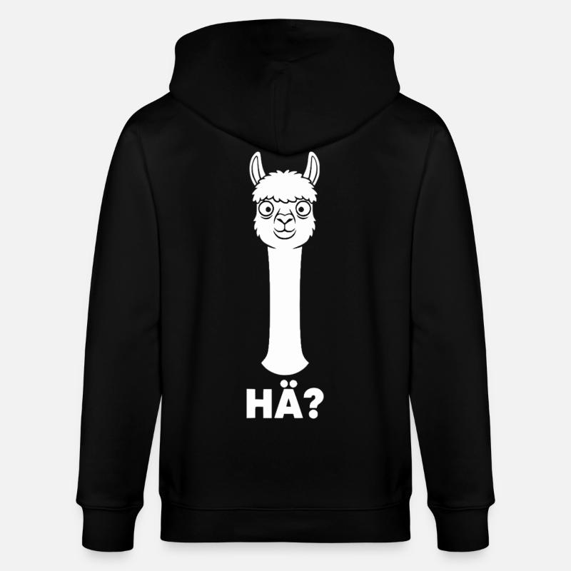 Lama mit fragendem Blick - Stanley/Stella Unisex Bio-Kapuzenjacke CULTIVATOR  - Schwarz