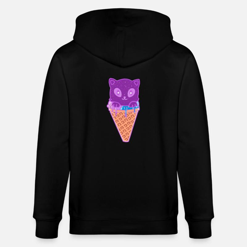 Katze Eiskreme Eiscrem - Stanley/Stella Unisex Bio-Kapuzenjacke CULTIVATOR  - Schwarz