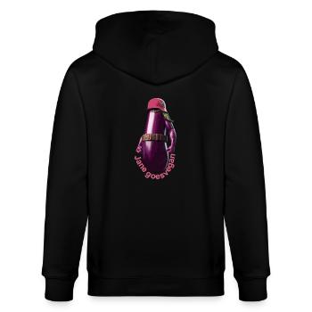 Jane wird Veganerin - Stanley/Stella Unisex Bio-Kapuzenjacke CULTIVATOR  - Schwarz - Hinten - Anna (173cm)