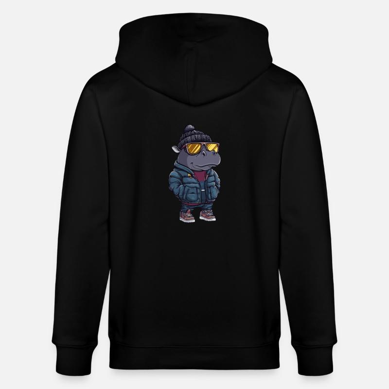 Nilpferd Winter Comic - Stanley/Stella Unisex Bio-Kapuzenjacke CULTIVATOR  - Schwarz