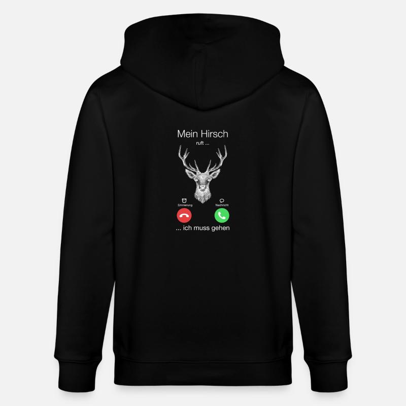 Geschenk Anruf Hirsch ruft - Stanley/Stella Unisex Bio-Kapuzenjacke CULTIVATOR  - Schwarz