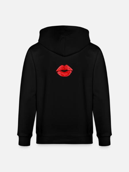 Kissing Lips Lipstick Gift Couples - Stanley/Stella CULTIVATOR  Unisex Organic Hooded Jacket - black
