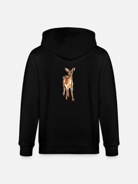 Cute Hand-drawn Deer - Stanley/Stella CULTIVATOR Unisex Organic Hooded Jacket - black