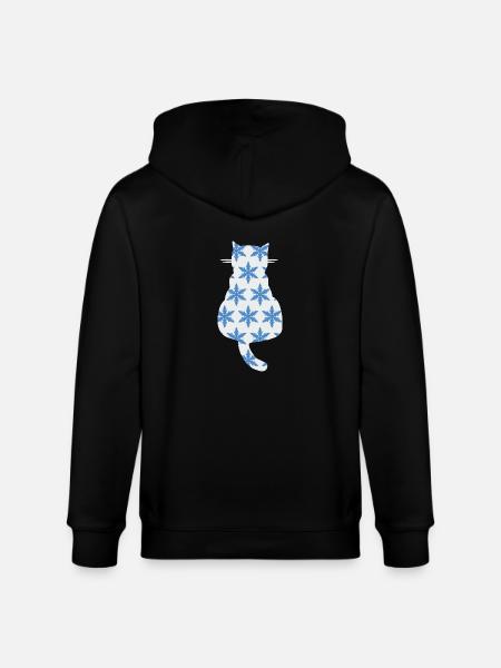 Katze mit Schneeflocken - Stanley/Stella Unisex Bio-Kapuzenjacke CULTIVATOR  - Schwarz