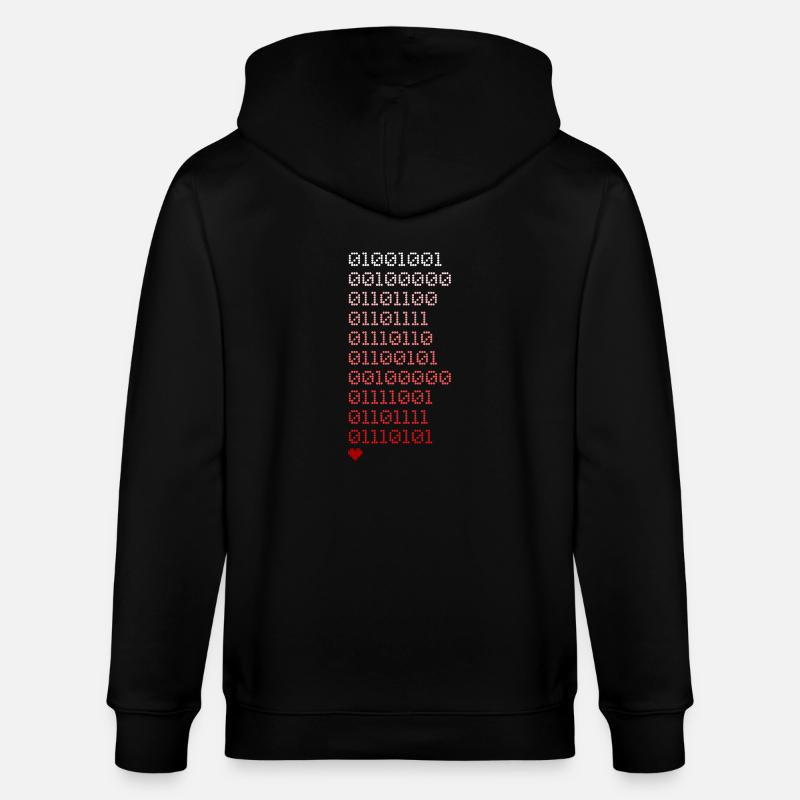 I love You en code binaire - Veste à capuche bio CULTIVATOR Stanley/Stella Unisexe - noir