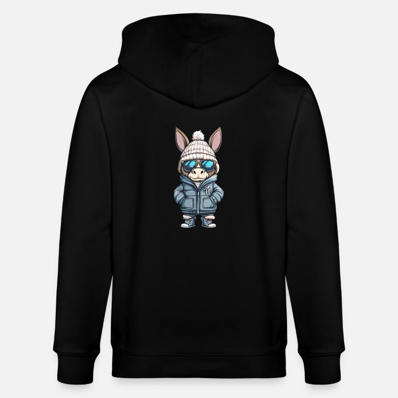 Esel Winter Comic - Stanley/Stella Unisex Bio-Kapuzenjacke CULTIVATOR - Schwarz
