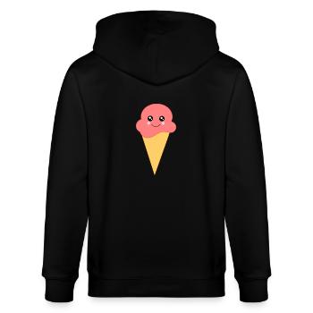 Eis Eiscreme Erdbeereis - Stanley/Stella Unisex Bio-Kapuzenjacke CULTIVATOR  - Schwarz - Hinten - Anna (173cm)