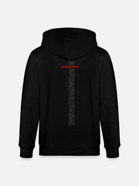 Alert! Antifascista! - Word art red/grey - Stanley/Stella CULTIVATOR Unisex Organic Hooded Jacket - black