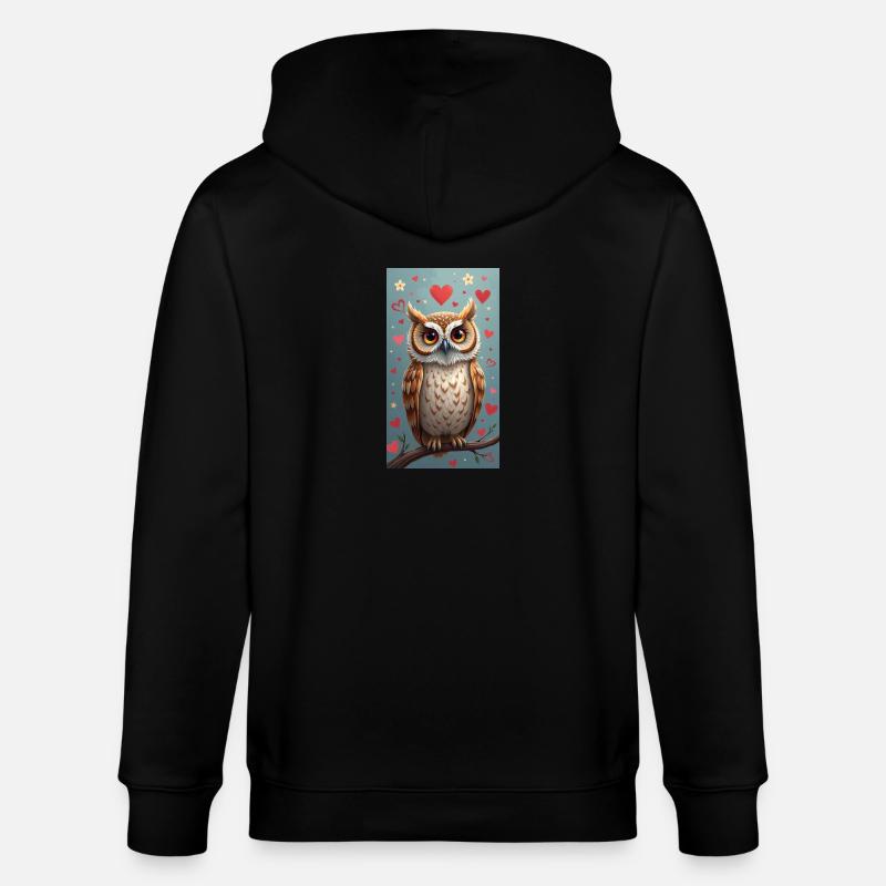 Verliebte Eule - Stanley/Stella Unisex Bio-Kapuzenjacke CULTIVATOR  - Schwarz