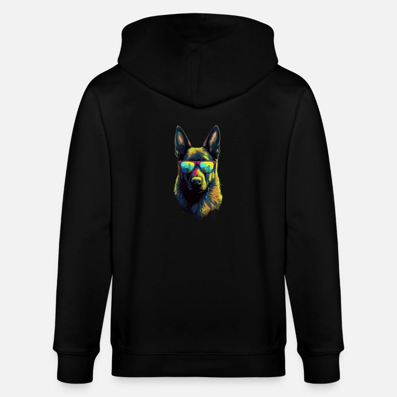 Deutscher Schäferhund Hund Hunderasse - Stanley/Stella Unisex Bio-Kapuzenjacke CULTIVATOR  - Schwarz