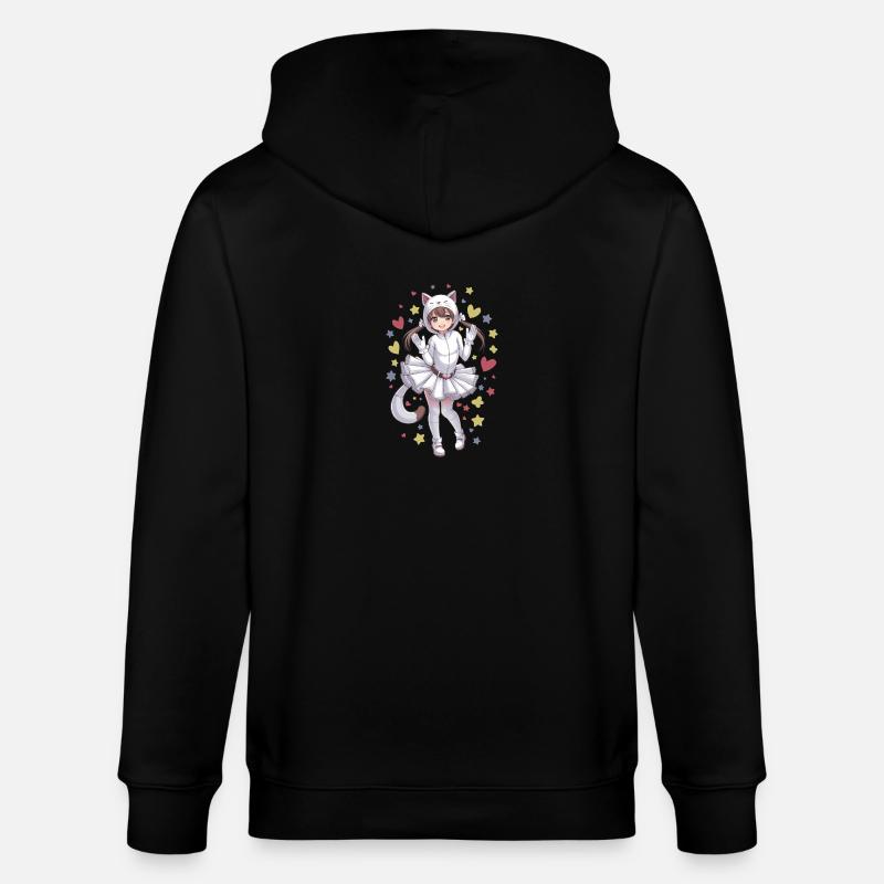 Anime-Mädchen in einem Katzenkostüm - Stanley/Stella Unisex Bio-Kapuzenjacke CULTIVATOR  - Schwarz