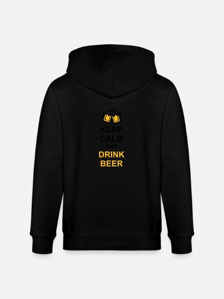 Drink Beer Keep Calm - Stanley/Stella CULTIVATOR  Unisex Organic Hooded Jacket - black