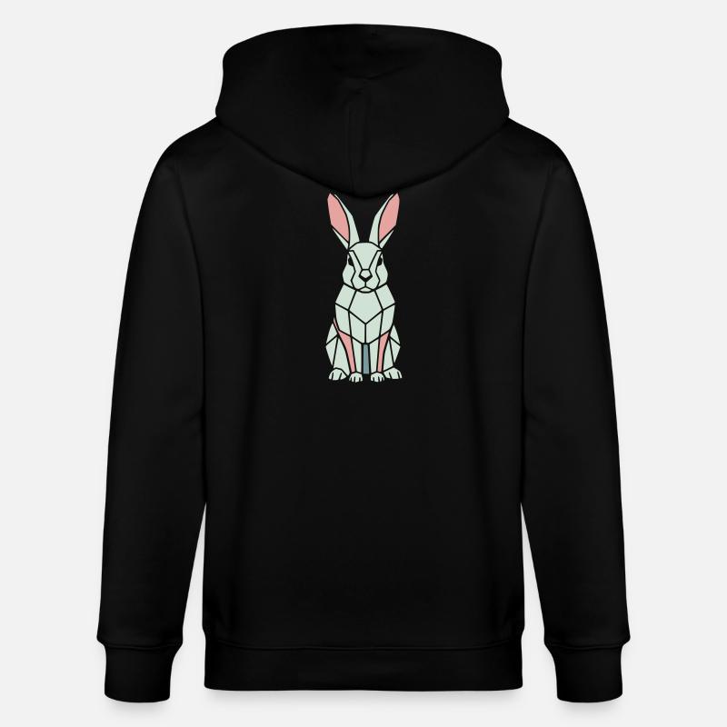 Geometrischer Hase Low Poly Modern - Stanley/Stella Unisex Bio-Kapuzenjacke CULTIVATOR  - Schwarz