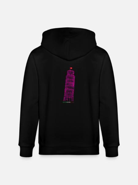 Leaning Tower of Pisa drawn - Stanley/Stella CULTIVATOR Unisex Organic Hooded Jacket - black