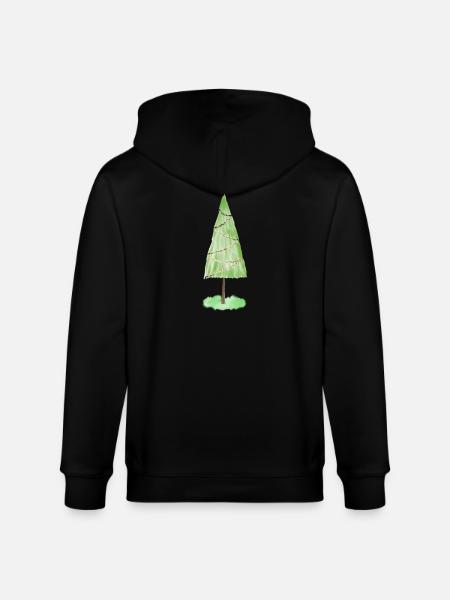 Festive Fir Ornaments Graphic - Stanley/Stella CULTIVATOR Unisex Organic Hooded Jacket - black