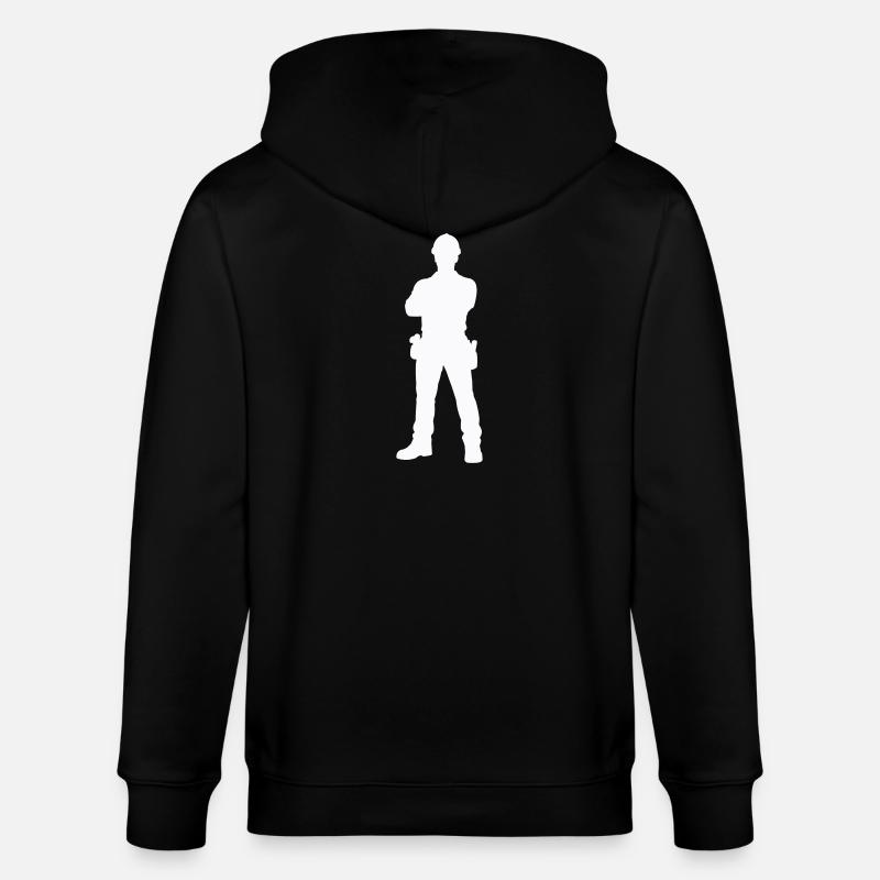Bauarbeiter Bau Silhouette - Stanley/Stella Unisex Bio-Kapuzenjacke CULTIVATOR  - Schwarz