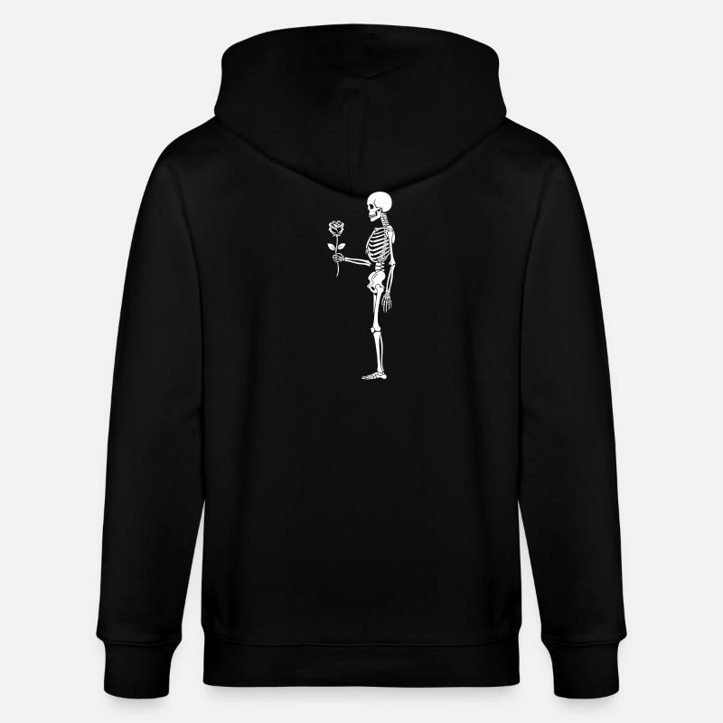 Squelette rosé avec fleur - Veste à capuche bio CULTIVATOR Stanley/Stella Unisexe - noir