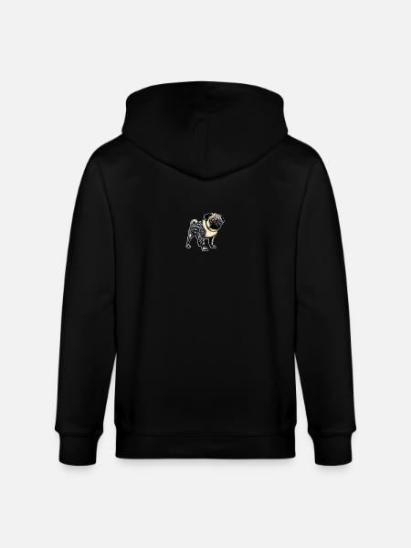 Dog Pug Robot Cyborg Red Eyes - Stanley/Stella CULTIVATOR Unisex Organic Hooded Jacket - black