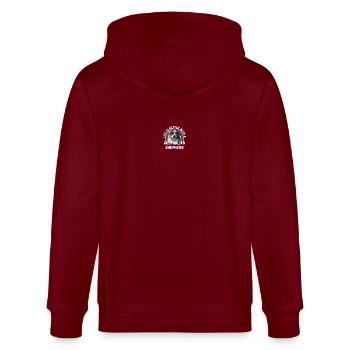 Australischer Schäferhund - Stanley/Stella Unisex Bio-Kapuzenjacke CULTIVATOR  - Burgunderrot - Hinten - Anna (173cm)