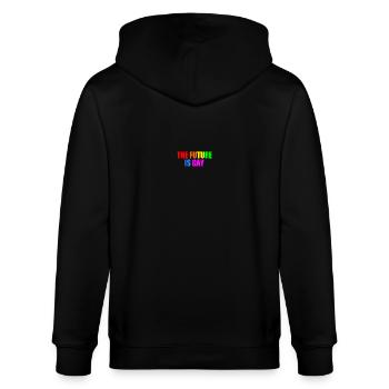 The future is gay - Stanley/Stella Unisex Bio-Kapuzenjacke CULTIVATOR  - Schwarz - Hinten - Anna (173cm)