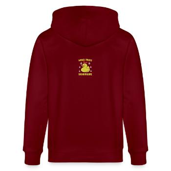 Retro Ferry Vêtements Porte-conteneurs - Veste à capuche bio CULTIVATOR Stanley/Stella Unisexe - bordeaux - Dos - Anna (173cm)